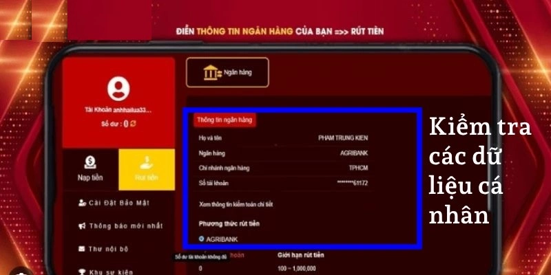 Kiểm tra lại xem các thông tin nhận tiền rút chuẩn chưa